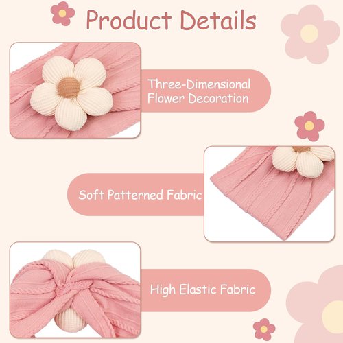 CÉLLOT Baby Flower Headbands - Soft Nylon Hair Accessories for Newborns & Toddlers | 5 Pcs Set