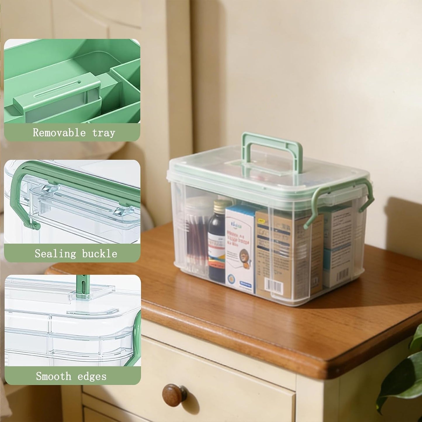 Skiennix 3-Piece Clear Medicine Organizer - Portable Multifunctional Storage Box for Home & Travel