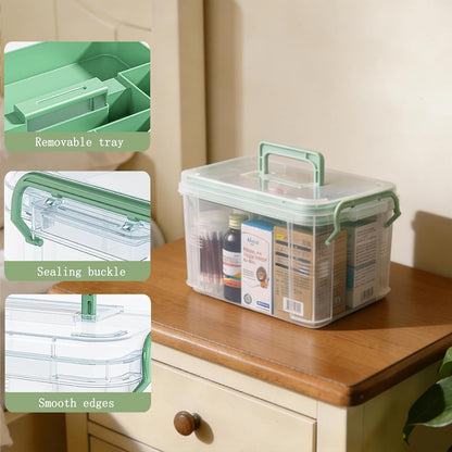 Skiennix 3-Piece Clear Medicine Organizer - Portable Multifunctional Storage Box for Home & Travel
