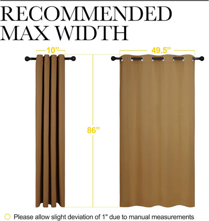 NICETOWN Blackout Curtains - Noise Reducing & Draft Blocking | 86-Inch Length, 2 Panels in Gold Brown