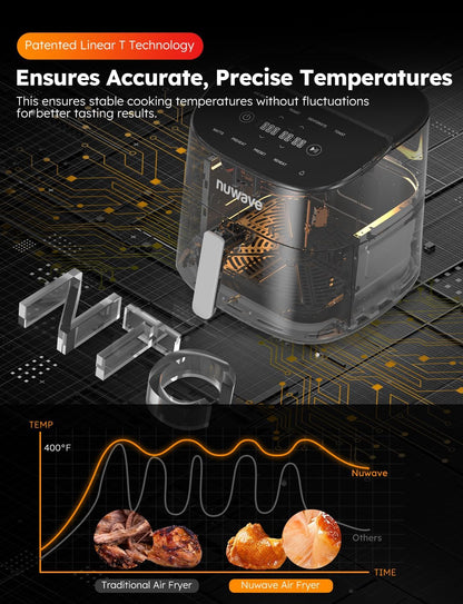 Nuwave Brio Plus 8 Qt Air Fryer - PFAS Free, Digital Touch Screen, 100 Presets & 5 Cook Functions