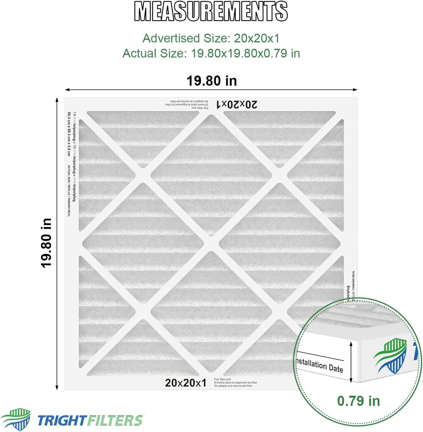 TRIGHTFILTERS 20x20x1 Air Filter - MERV 8 Pleated Dust Defense | 4 Pack Replacement for HVAC & AC Systems