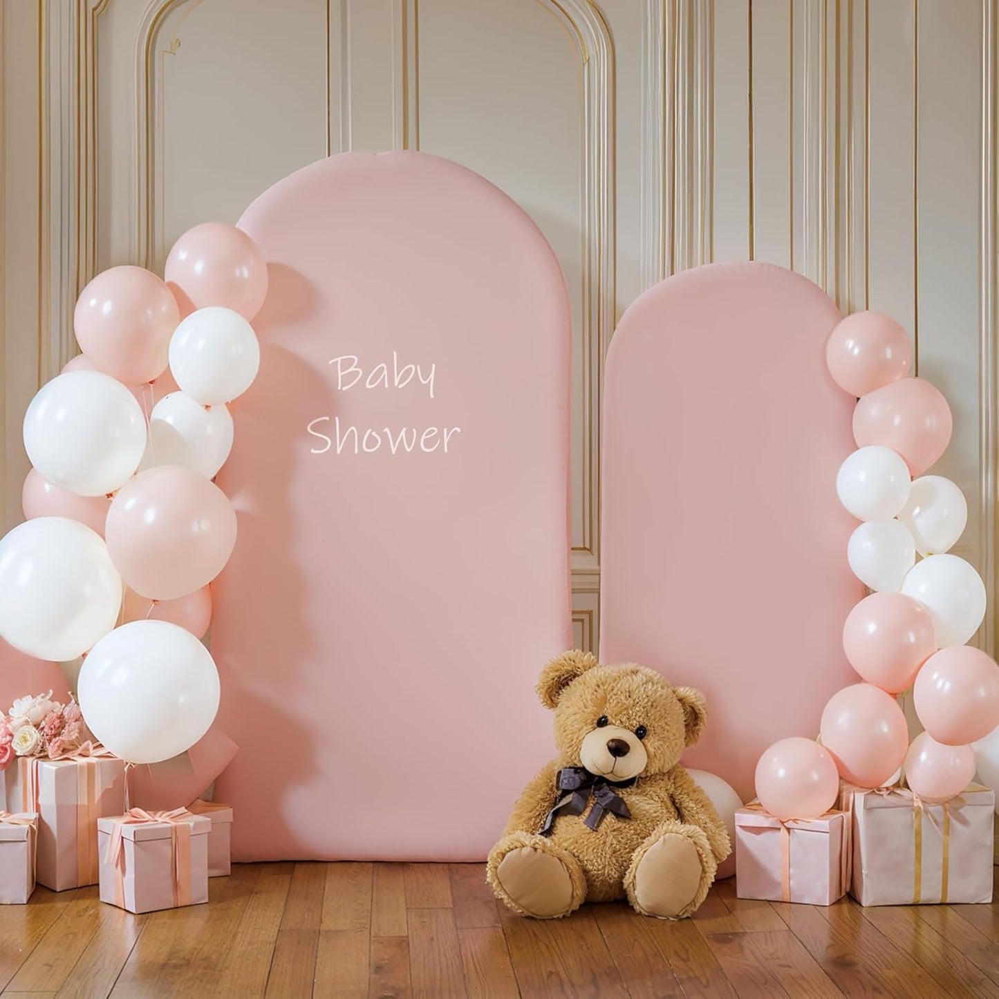 Skiennix Pink Arch Cover Set - 7.2ft & 6ft Spandex Backdrop for Weddings & Parties