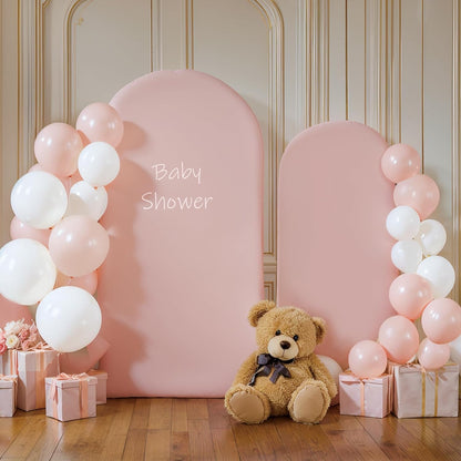 Skiennix Pink Arch Cover Set - 7.2ft & 6ft Spandex Backdrop for Weddings & Parties
