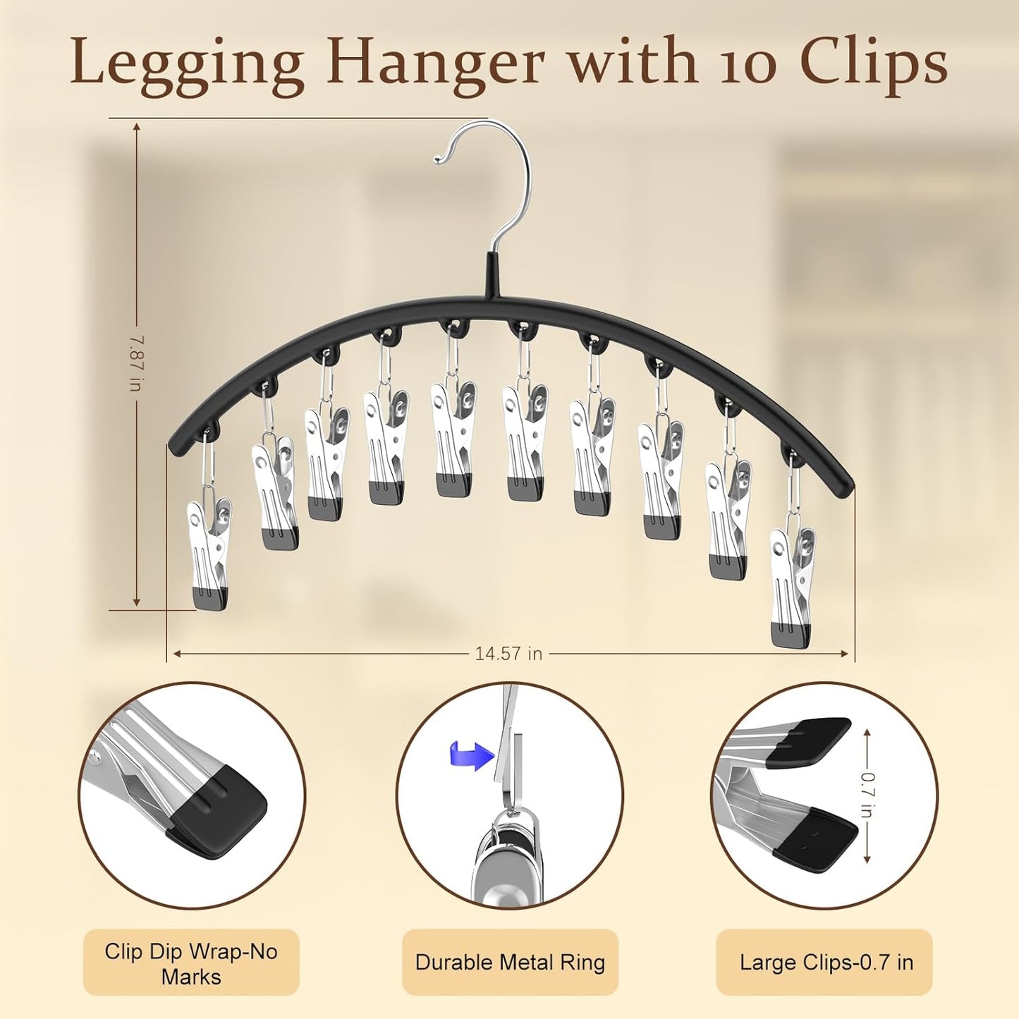 Volnamal Legging Organizer & Bra Hanger - 2-in-1 Space-Saving Closet Solution | Holds 10 Leggings & 20 Bras