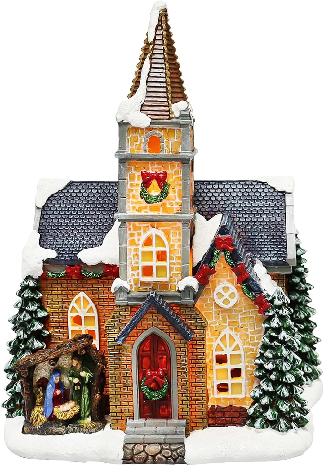 Moments In Time 20-Piece Lighted Christmas Village Set - Hand-Painted Holiday Town Display with LED Lights