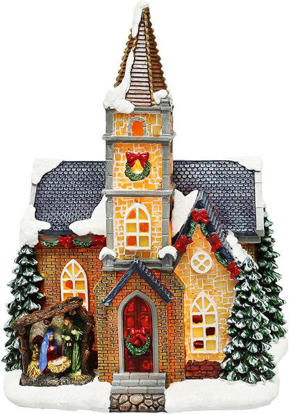 Moments In Time 20-Piece Lighted Christmas Village Set - Hand-Painted Holiday Town Display with LED Lights