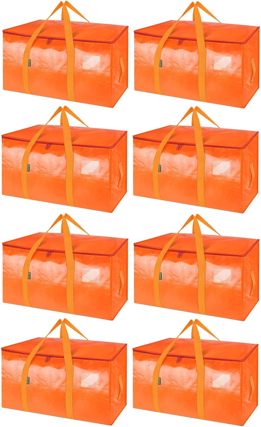 BALEINE 8-Pack Heavy-Duty Moving Bags - Oversized Storage Totes with Reinforced Handles (Orange)