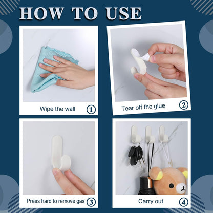 Yulejo Wall Hangers - Durable White Adhesive Hooks for Towels, Jackets & Kitchenware (20 Pack)