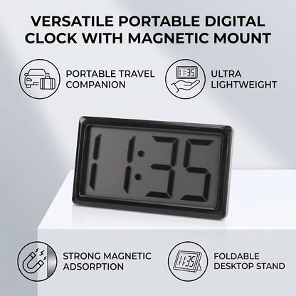 Banapoy Small Digital Clock - Magnetic Fridge & Desktop 12-Hour Battery Powered (Black)