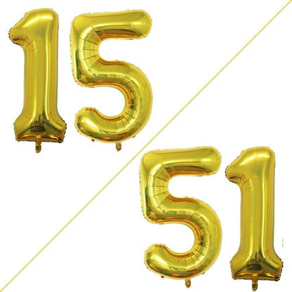GOER 15th Birthday Balloons - Jumbo 42 Inch Foil Helium Decorations | Gold Sweet 15 Party Decor