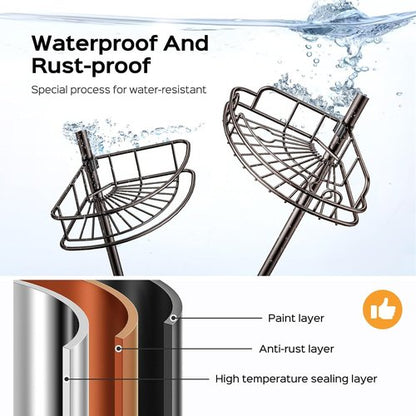 HAMITOR Corner Shower Caddy - 4-Tier Rust-Resistant Bathroom Organizer | Adjustable 47-121 Inch - No-Drill Installation - Space-Saving Bronze Shelves
