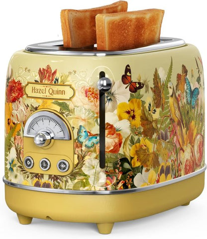 Hazel Quinn Retro 2-Slice Toaster - 6 Browning Levels, Defrost/Reheat/Cancel Functions, Easy Clean Crumb Tray, 1.5" Wide Slots