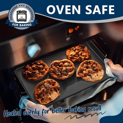 P&P CHEF 16-Inch Non-Stick Baking Cookie Sheet Pan - Durable Carbon Steel Oven Tray for Bread, Meat & Vegetables