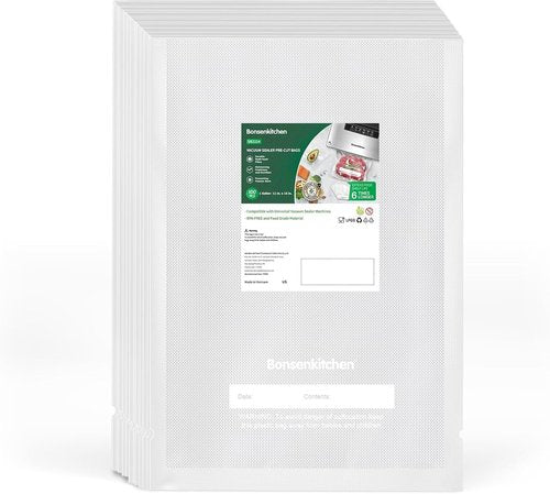 Bonsenkitchen Vacuum Sealer Bags - Heavy Duty Food Grade, BPA Free, 100 Gallon, 11" x 16" Size | Ideal for Meal Prep & Sous Vide Cooking