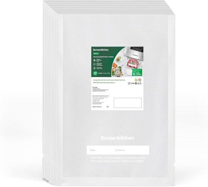 Bonsenkitchen Vacuum Sealer Bags - Heavy Duty Food Grade, BPA Free, 100 Gallon, 11" x 16" Size | Ideal for Meal Prep & Sous Vide Cooking