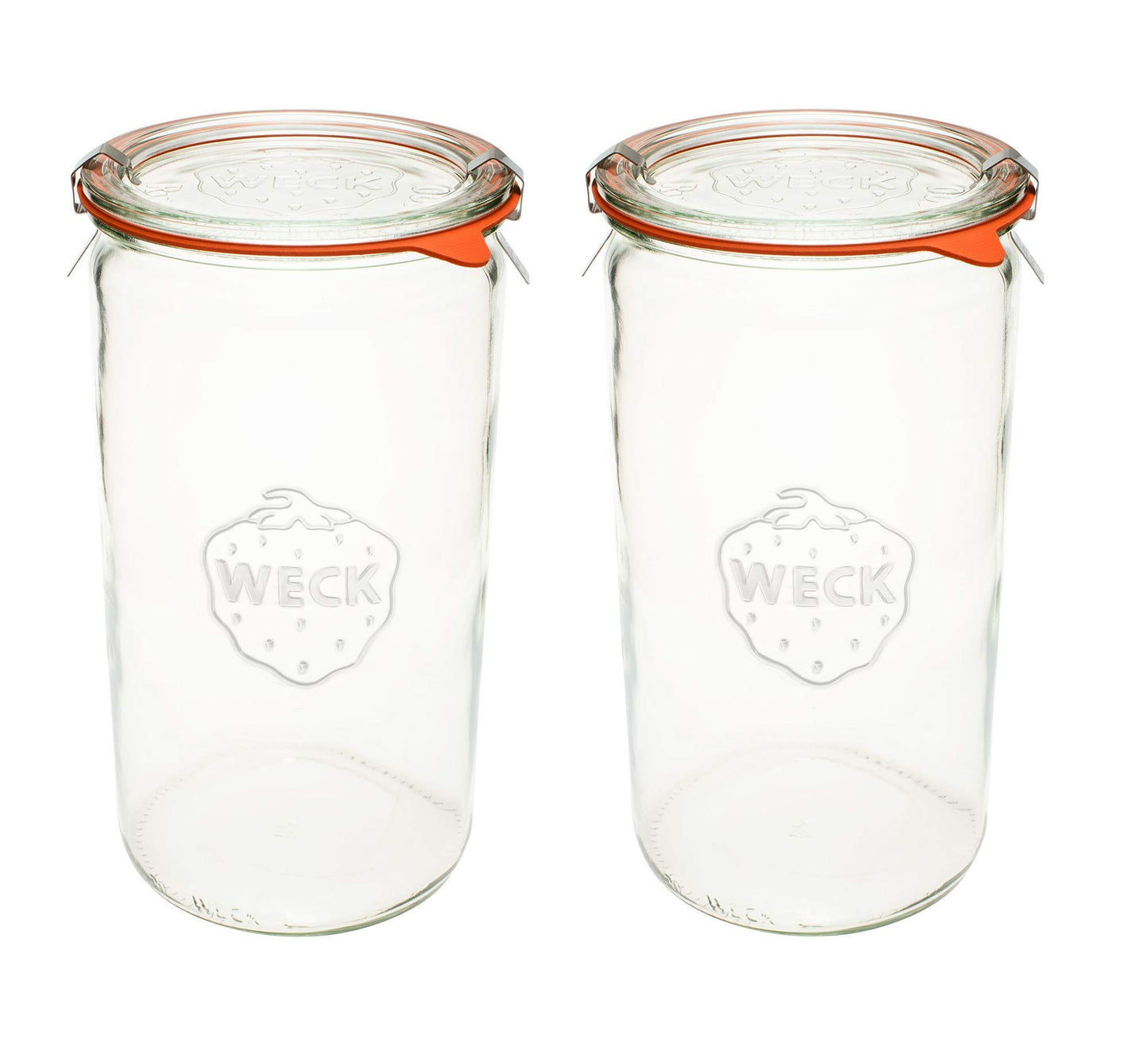 Weck Canning Jars - Weck Jars made of Transparent Glass - Eco-Friendly Canning Jar - Storage for Food with Air Tight Seal and Lid - 1.5 Liter Tall Jars Set - Set of 2 Jars with Lids