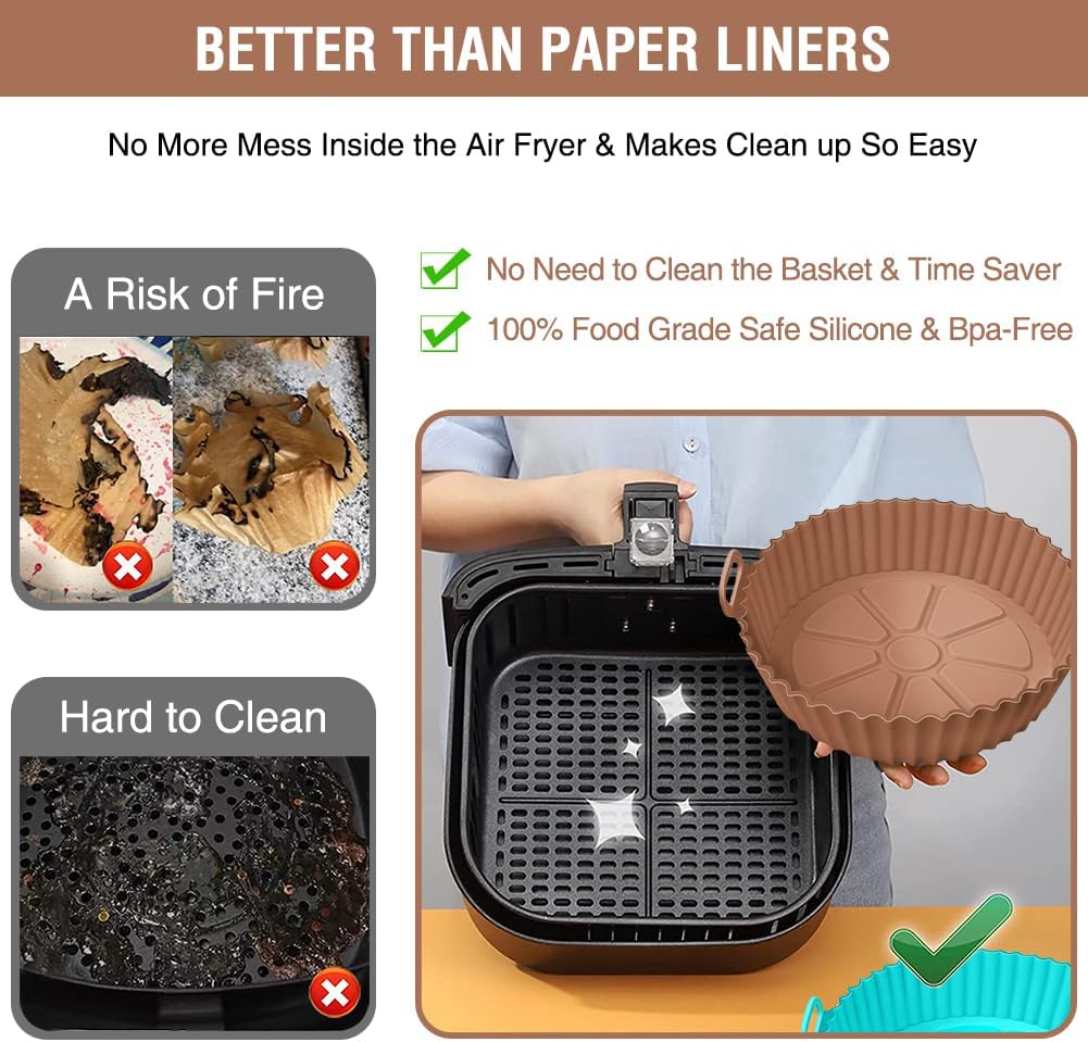 Ninja Air Fryer Silicone Liners - Perfect Fit for 3 to 5 QT Air Fryers | Better Than Parchment Paper