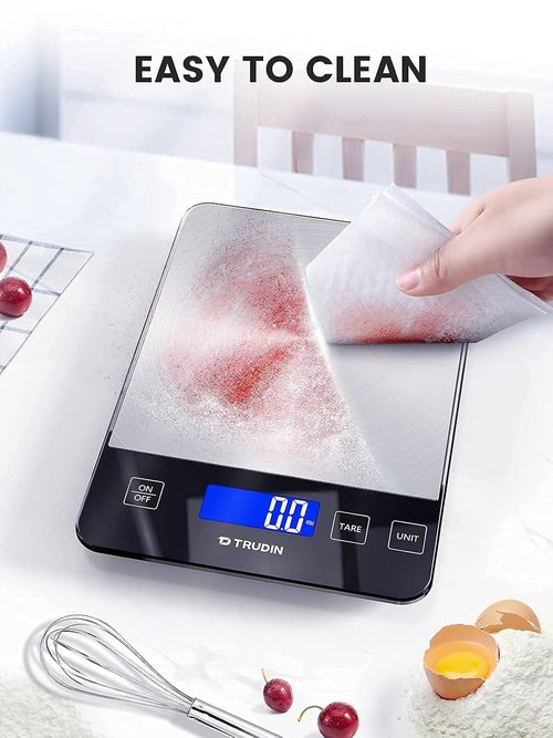 33lb Food Scale, NASA-Grade Digital Kitchen Scale, Precisely Measures Grams and Ounces for Baking and Cooking, Waterproof Tempered Glass & Stainless Steel Platform
