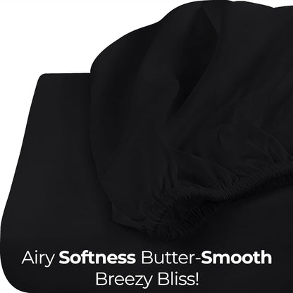 Utopia Bedding Queen Fitted Sheet - Soft Microfiber - Deep Pocket Design - Fade Resistant - Black