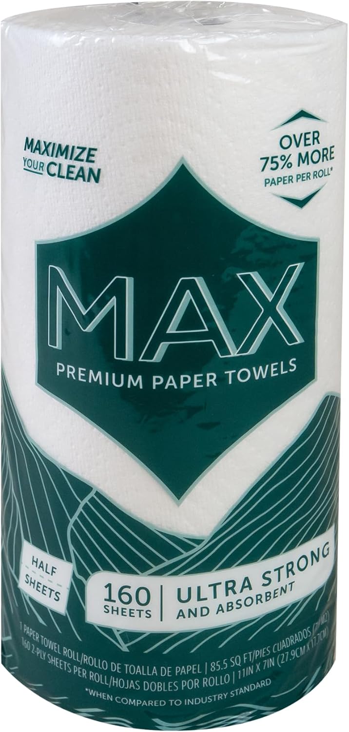 Sierra Hygenics Max 2-Ply Paper Towels - 160 Sheets Per Roll, 12 Rolls | Equivalent to 40 Regular Rolls