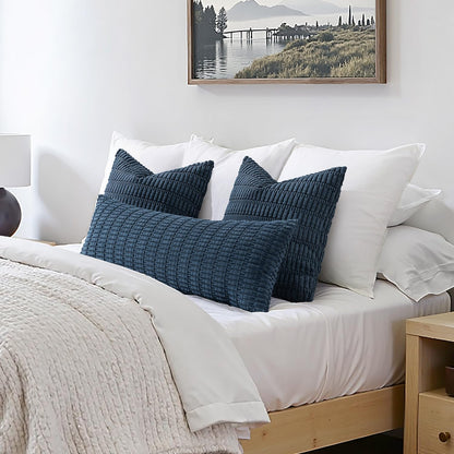 MIULEE Blue Long Body Lumbar Throw Pillow Cover - Soft Boho Decor for Couch & Sofa | 14x36 Inch
