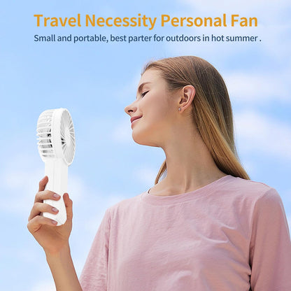 Skiennix Handheld Fan - Portable 3-Speed USB Rechargeable Mini Fan for Home & Travel - White