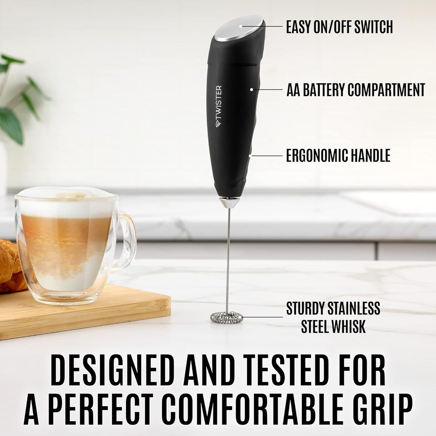 ZK Milk Frother Twister - Black Silver