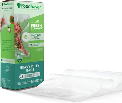 FoodSaver Gallon Vacuum Seal Bags - Heavy Duty 28 Pack for Extended Freshness & Enhanced Protection