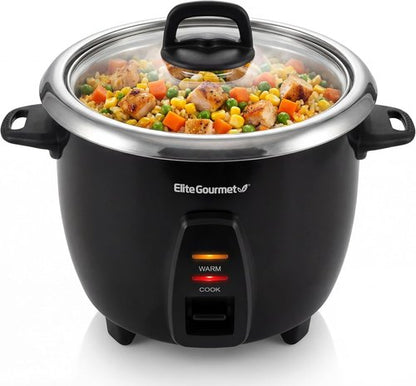 Elite Gourmet Electric Rice Cooker - 10-Cup Capacity with Stainless Steel Inner Pot | Perfect for Soups, Stews, and Grains