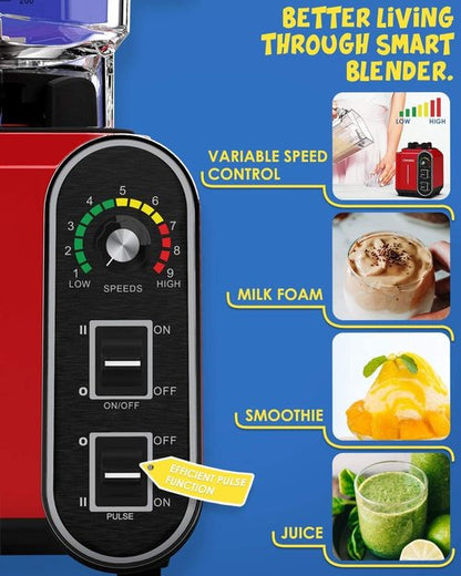CRANDDI Smoothie Blender - 52oz 1800 Watt Professional Blender with Stainless Steel Blade & Self-Cleaning | K98C Red