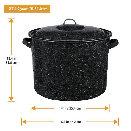 Granite Ware Enamel on Steel 21.5-Quart Water Bath Canner with lid & Jar Rack, Speckled Black