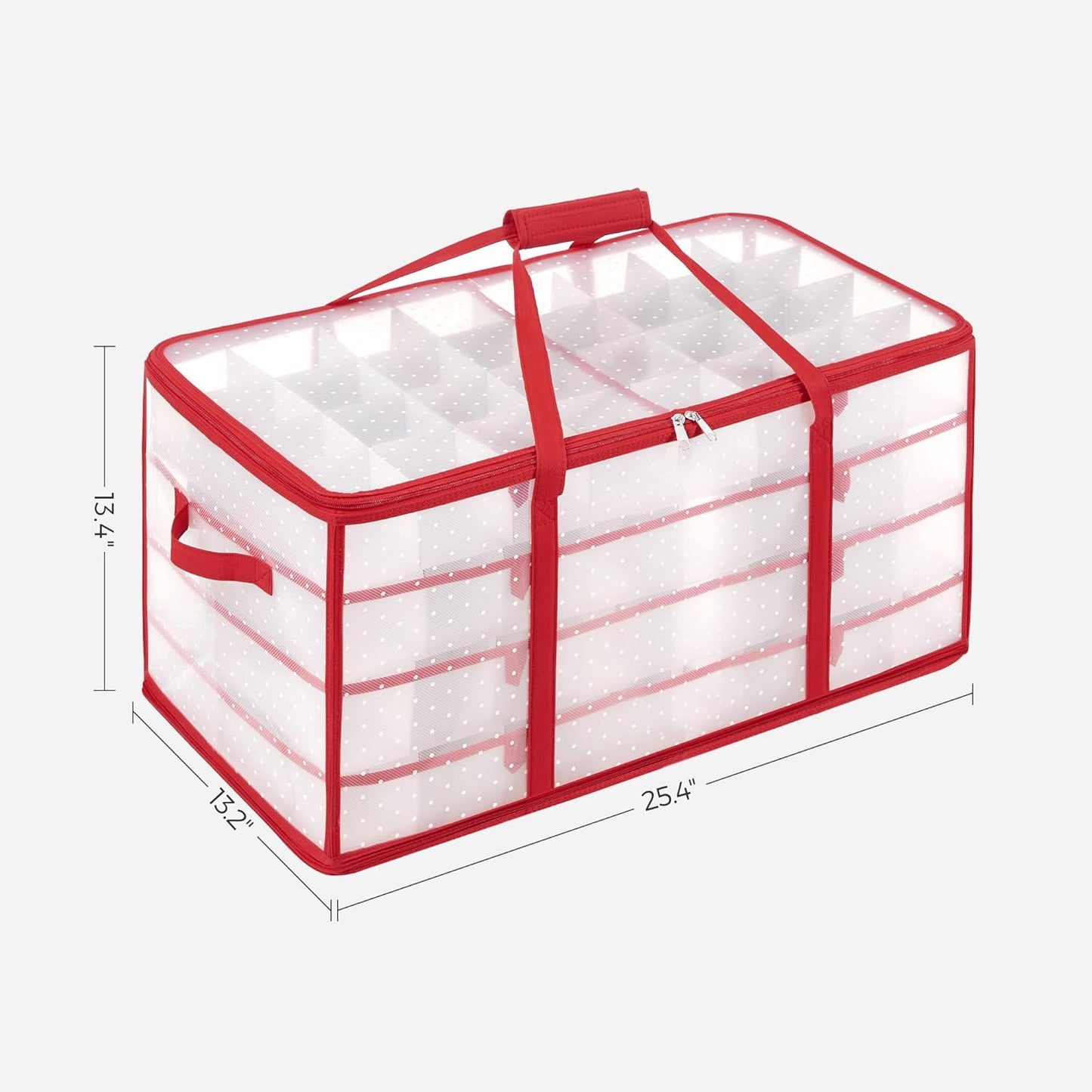 SONGMICS Christmas Ornament Storage Box - Holds 128 3-Inch Balls | 8 Trays, Dual Zippers, Cherry Red