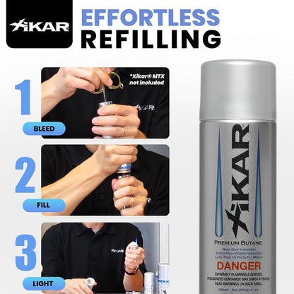 XIKAR PUROFINE Premium Butane Fuel Refill - Ultra Refined Culinary Butane (400ml) | 0 Impurities, 2 Pack