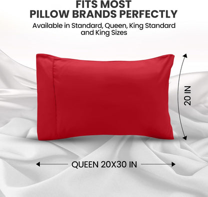 Utopia Bedding Queen Pillow Cases - Soft Brushed Microfiber - 2 Pack, Fade Resistant | 20 x 30 Inches, Red