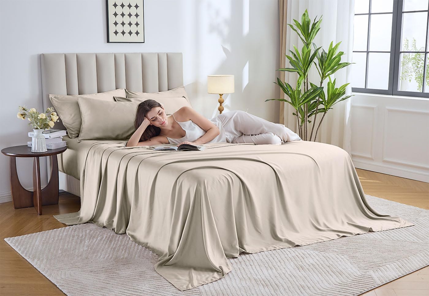 Pure Bamboo Twin Sheets - Luxuriously Soft 100% Organic Viscose Bed Sheet Set | Cooling & Durable (Twin, Creme)