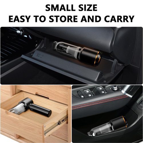 HRYCF Handheld Vacuum,Car Vacuum Cleaner,4-in-1 20000PA High Power Portable Rechargeable Vacuum Cleaner with Brushless Motor, Small Handheld Vacuum & Air Blower & Pump-Black