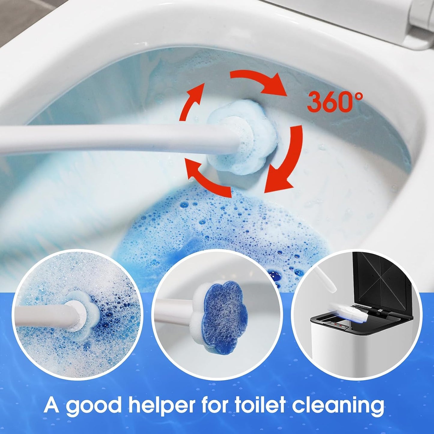 Topo Bear Toilet Bowl Brush Set - 40 Disposable Wand Refills for Effortless Cleaning