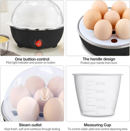 Skiennix Egg Cooker - Automatic Egg Boiler for Easy-To-Peel Hard, Medium & Soft Boiled Eggs | 7 Egg Capacity