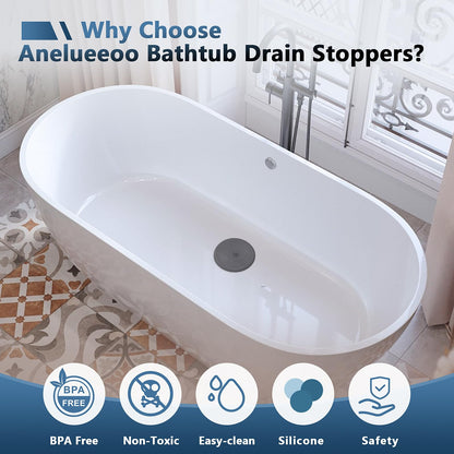 Tub Stopper 5 Pack 6 Inch Silicone Universal Drain Stopper Plug Cover, Flat Suction Bathtub Tub Stopper Bathtub Plug for Bathroom Kitchen Laundry in 5 Colors (White, Grey, Black, Yellow, Blue)