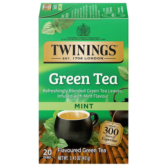 Twinings Green Mint Tea - Refreshing Herbal Blend | 20 Tea Bags for Invigorating Flavor