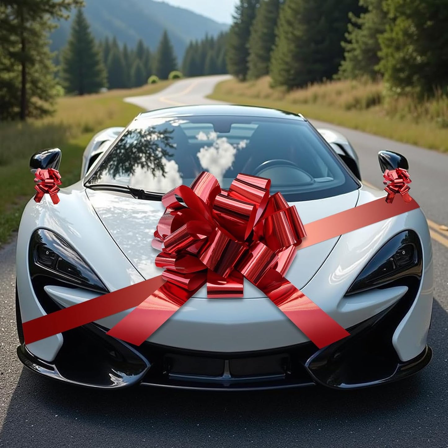 Big Car Bow - Metallic Red 20-Inch Round Present Bow for Cars, Weddings, Birthdays & Gifts