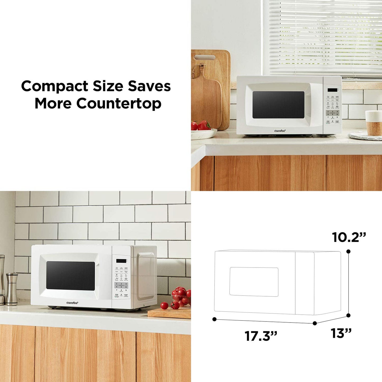 COMFEE' EM720CPL-PM Countertop Microwave Oven with Sound On/Off, ECO Mode and Easy One-Touch Buttons, 0.7 Cu Ft/700W, Pearl White