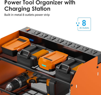 CCCEI Modular Power Tool Organizer - Wall Mount Charging Station & Heavy-Duty Drill Storage Shelf | Orange, 1 Pack