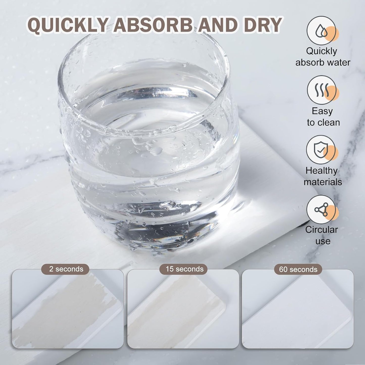Skiennix Water Absorbing Stone Tray - Fast Drying Diatomite Coaster for Kitchen & Bathroom Sinks