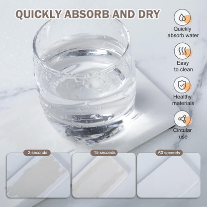 Skiennix Water Absorbing Stone Tray - Fast Drying Diatomite Coaster for Kitchen & Bathroom Sinks