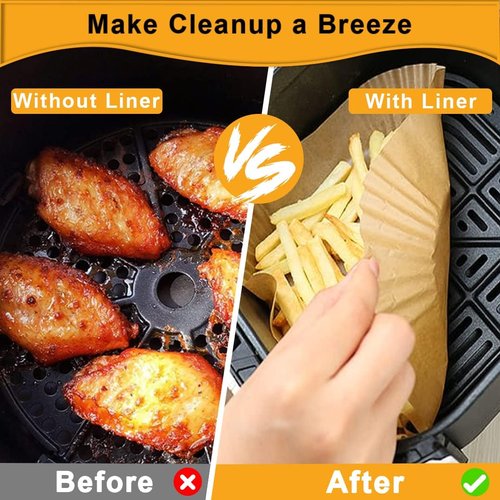 Air Fryer Paper Liners - 200 Pcs Non-Stick Disposable Liners for 2-5Qt Air Fryers | Waterproof & Oil Proof