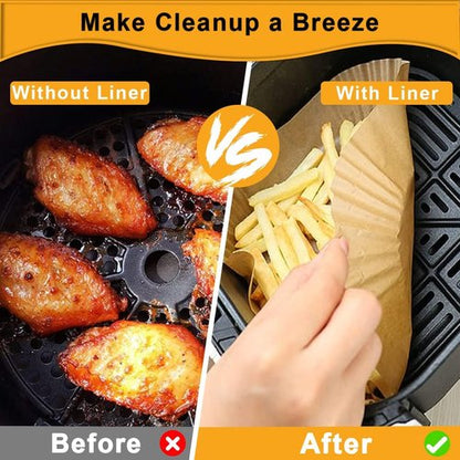 Air Fryer Paper Liners - 200 Pcs Non-Stick Disposable Liners for 2-5Qt Air Fryers | Waterproof & Oil Proof