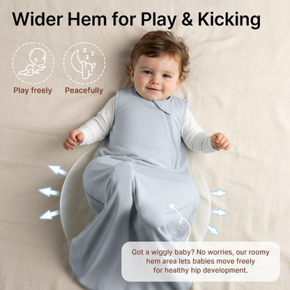 Supersoft Rayon Made from Bamboo Sleep Sack 3-6 Months Newborn Sleep Sack 0-3 Months 1.0 Tog Baby Wearable Blanket with 2-Way Zipper Unisex Sleeping Bag for Babies All-year-around - Gray