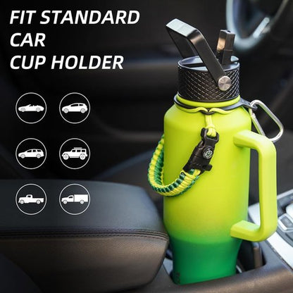 BJPKPK Insulated Water Bottle - 40oz Stainless Steel Tumbler with Straw Lid & Paracord Strap | Sky Color